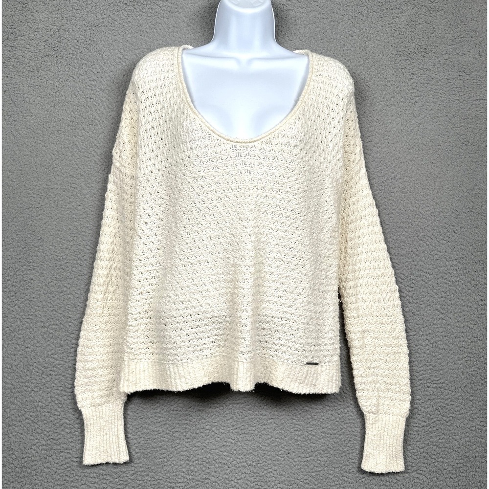 Abercrombie & Fitch Sweater Womens M Ivory Knit Preppy Coquette Clean‎ Girl Y2K